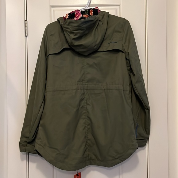 Beautiful soft hooded parka with floral insides. - Picture 3 of 4